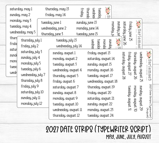 2027 Date Strips (Typewriter Script)