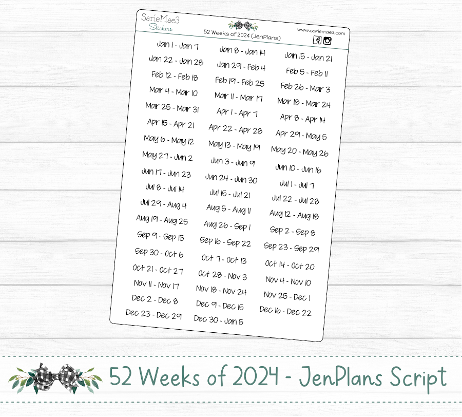 52 Weeks of 2024 (JenPlans)