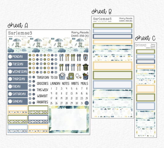 Dashboard Layout Kit (A5), Rainy Reads, DAA5-356