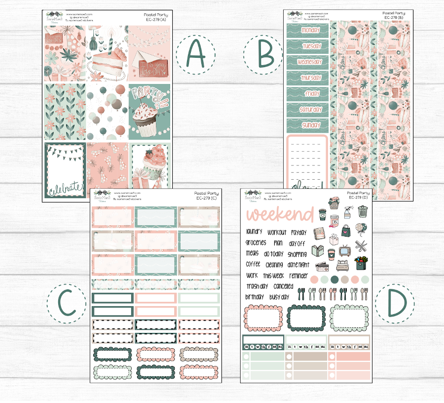 Vertical Weekly Kit, Pastel Party, V-279
