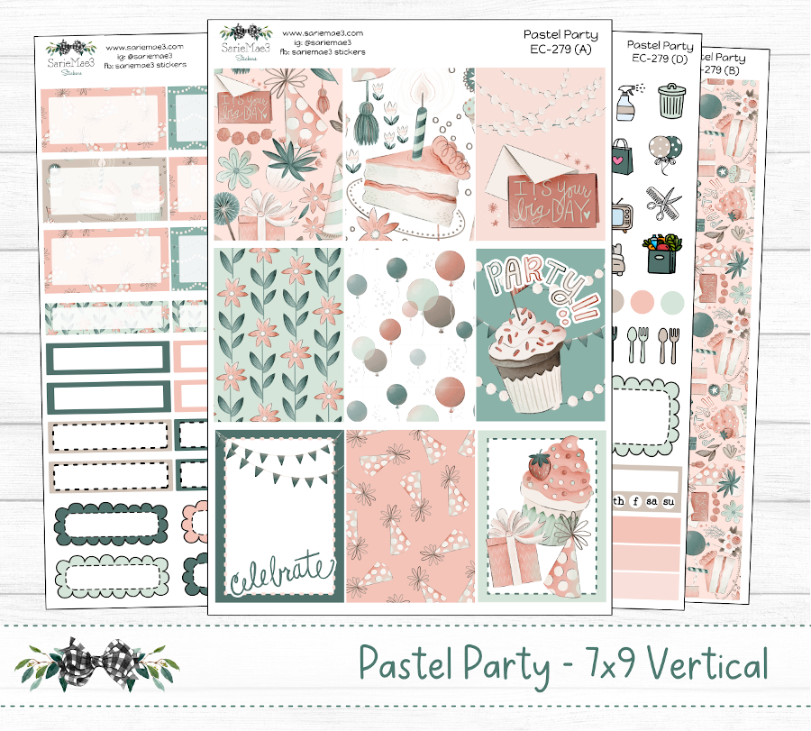 Vertical Weekly Kit, Pastel Party, V-279