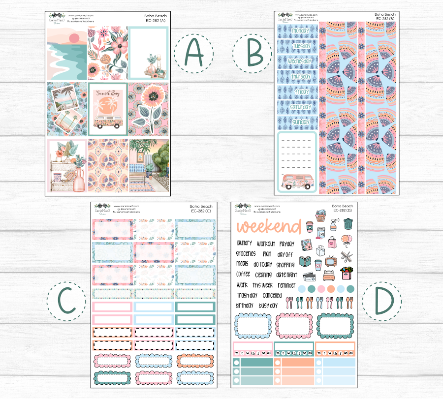 Vertical Weekly Kit, Boho Beach, V-282
