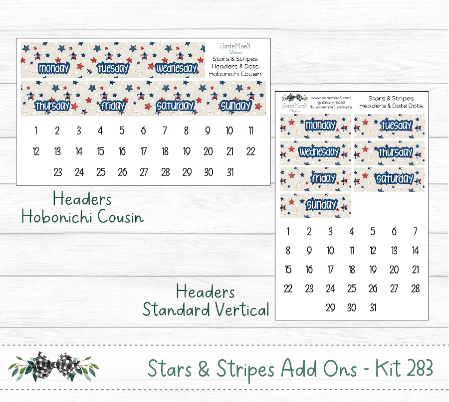 Weekly Kit Add Ons, Stars & Stripes, Kit 283