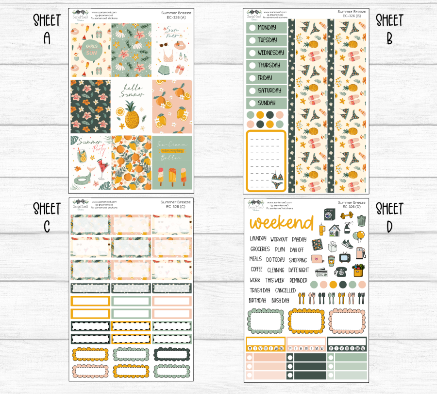 Vertical Weekly Kit, Summer Breeze, V-326