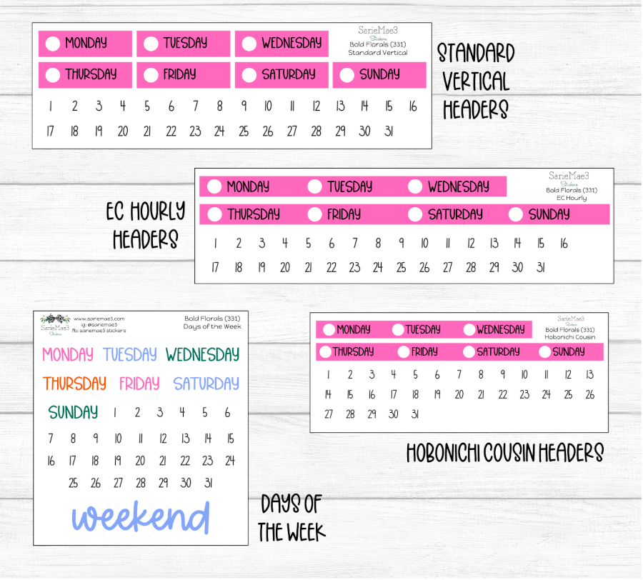 Weekly Kit Add Ons, Bold Florals, Kit 331