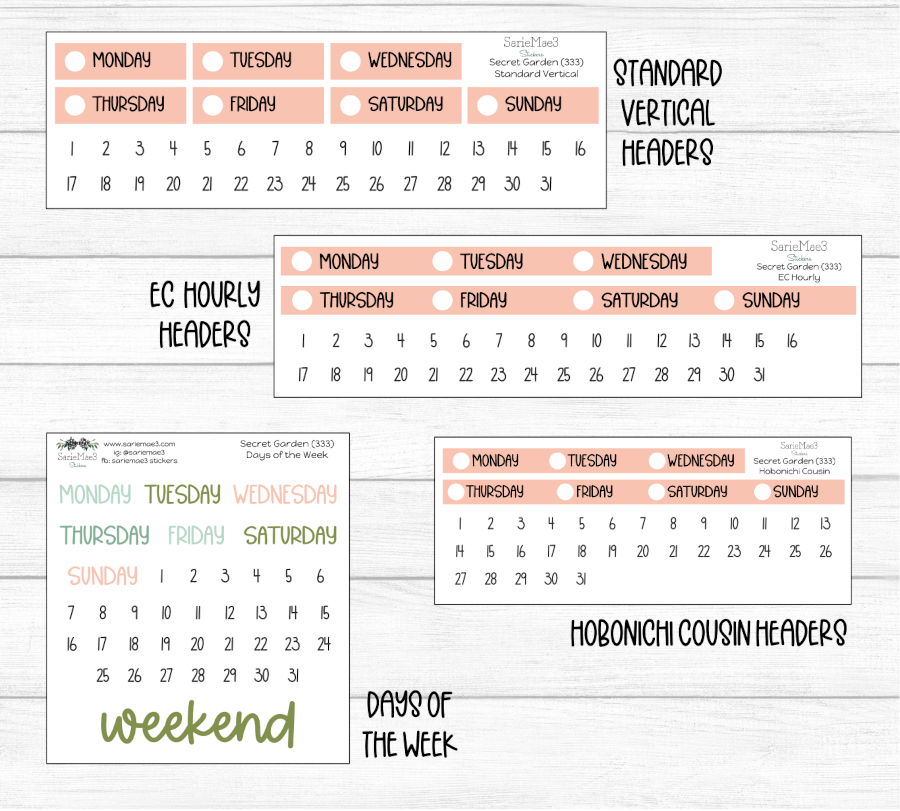 Weekly Kit Add Ons, Secret Garden, Kit 333