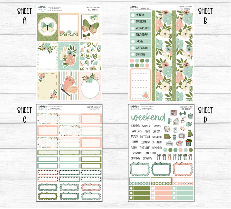 Vertical Weekly Kit, Secret Garden, V-333