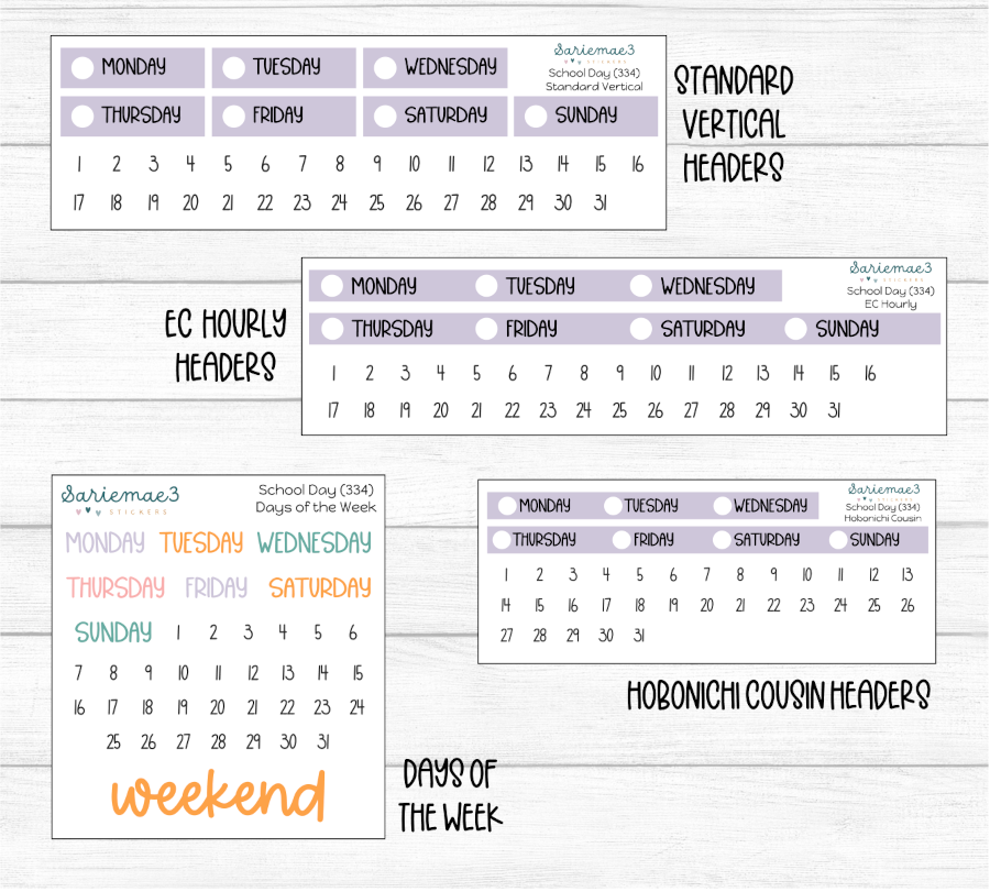 Weekly Kit Add Ons, School Day, Kit 334