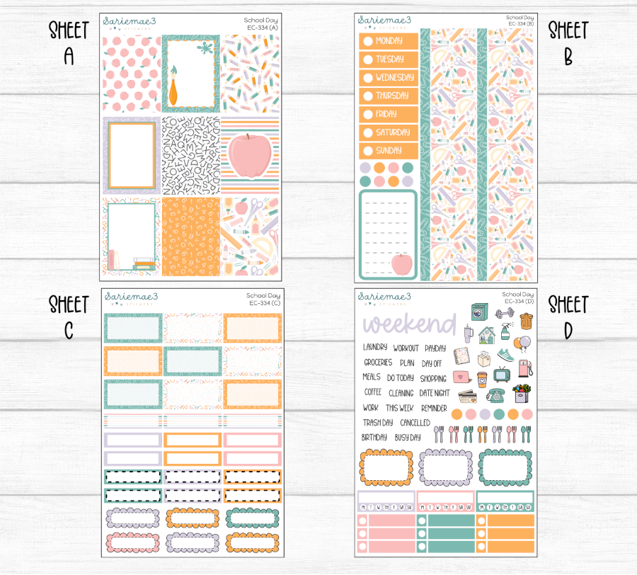 Vertical Weekly Kit, School Day, V-334