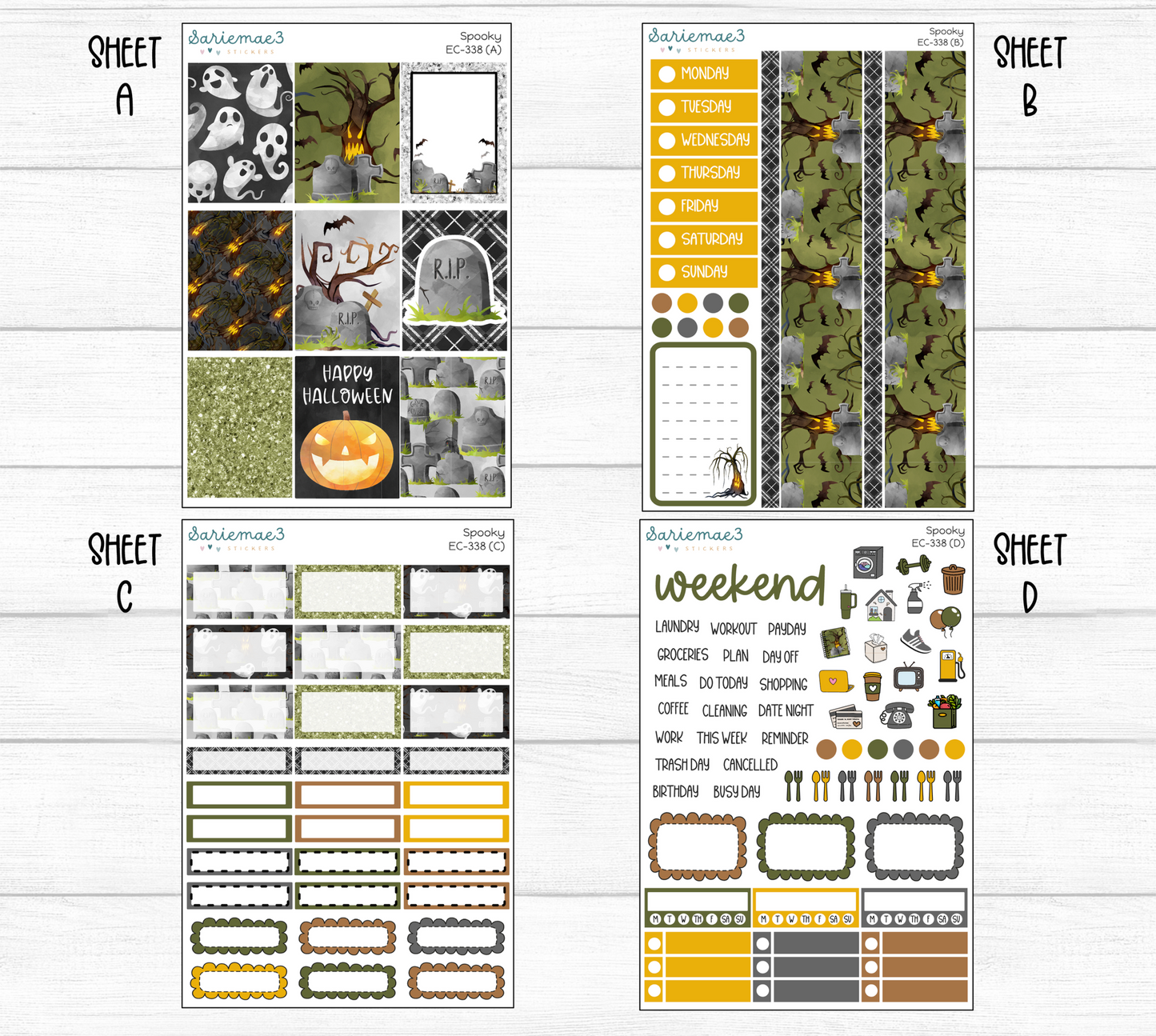 Vertical Weekly Kit, Spooky, V-338