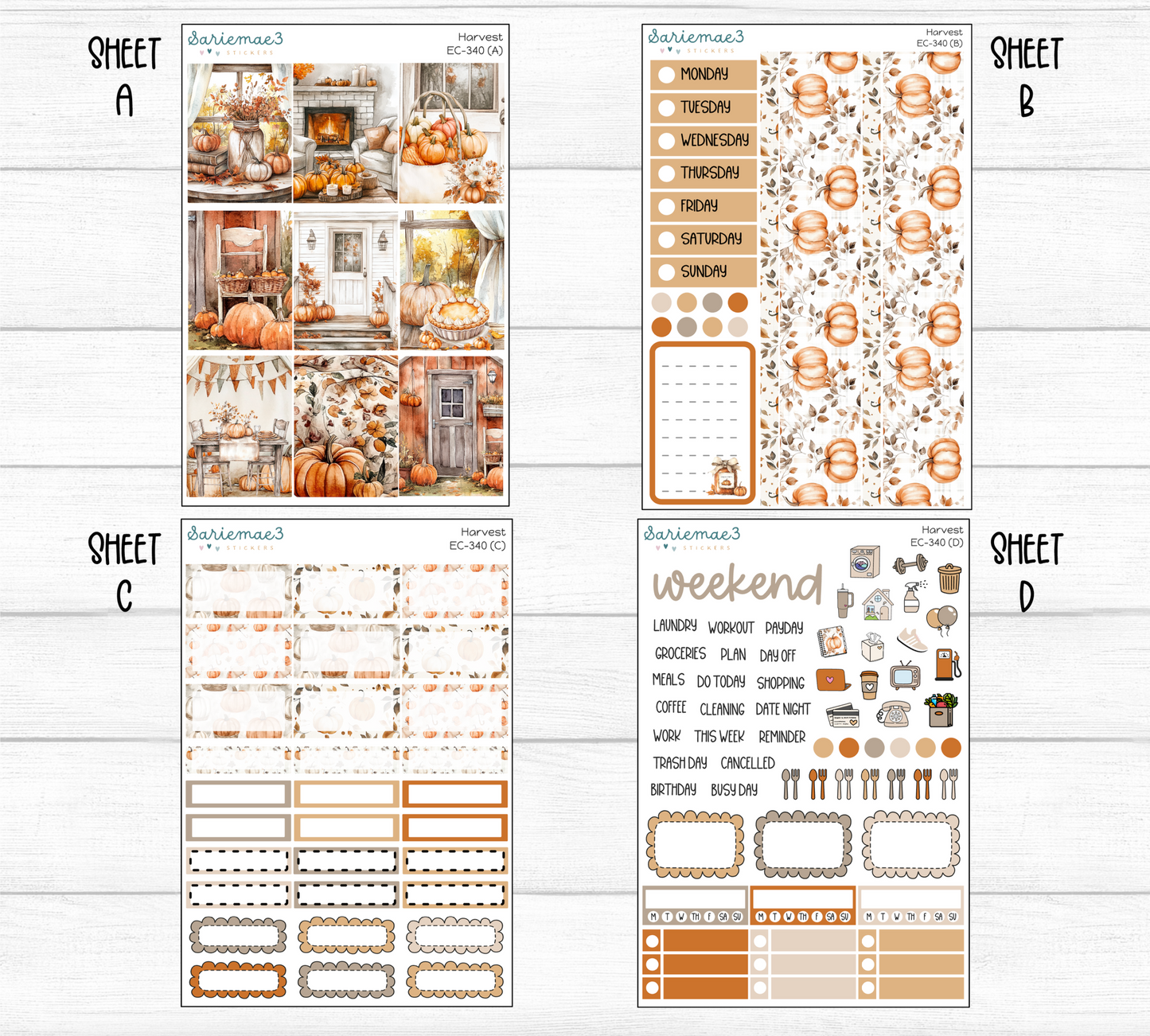 Vertical Weekly Kit, Harvest, V-340