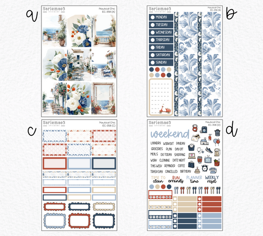 Vertical Weekly Kit, Nautical Chic, V-358