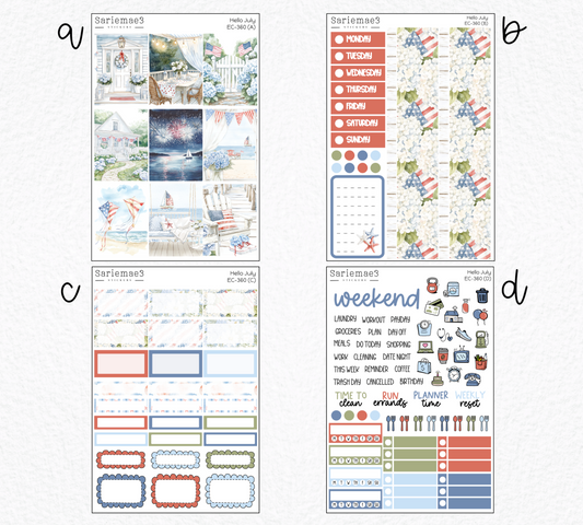 Vertical Weekly Kit, Hello July, V-360