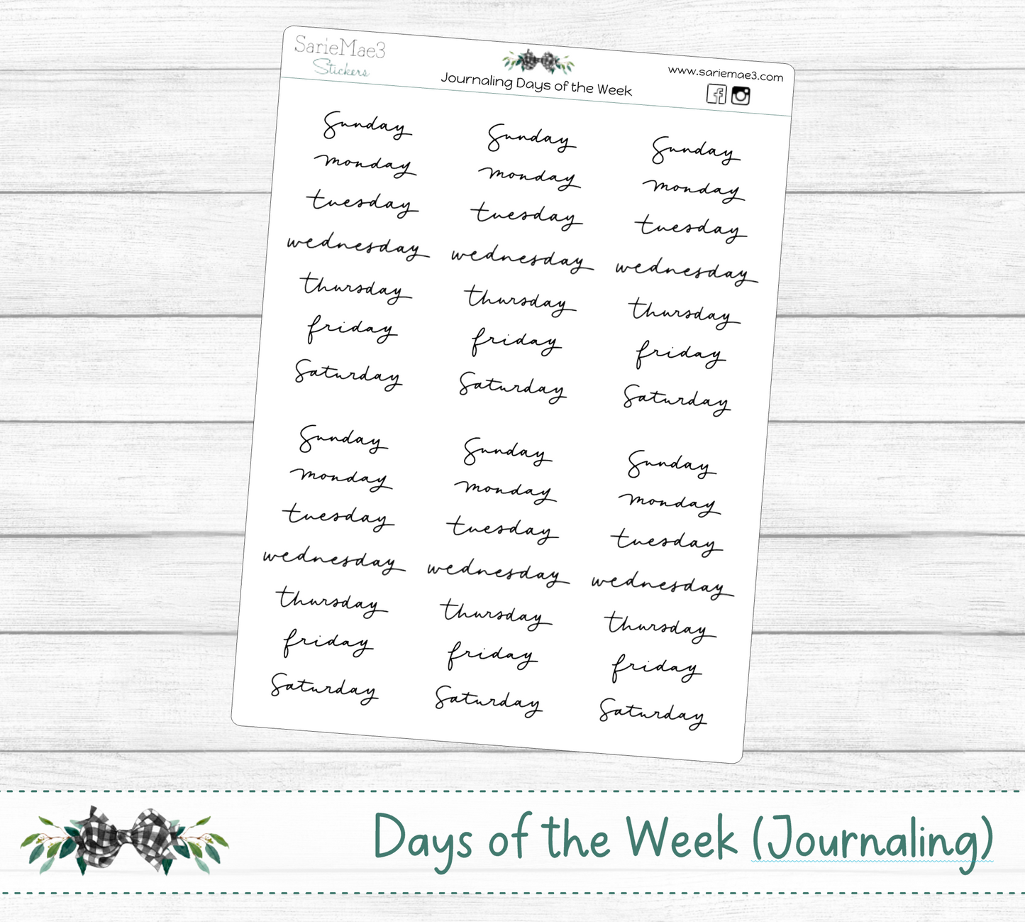 Days of the Week (Journaling)