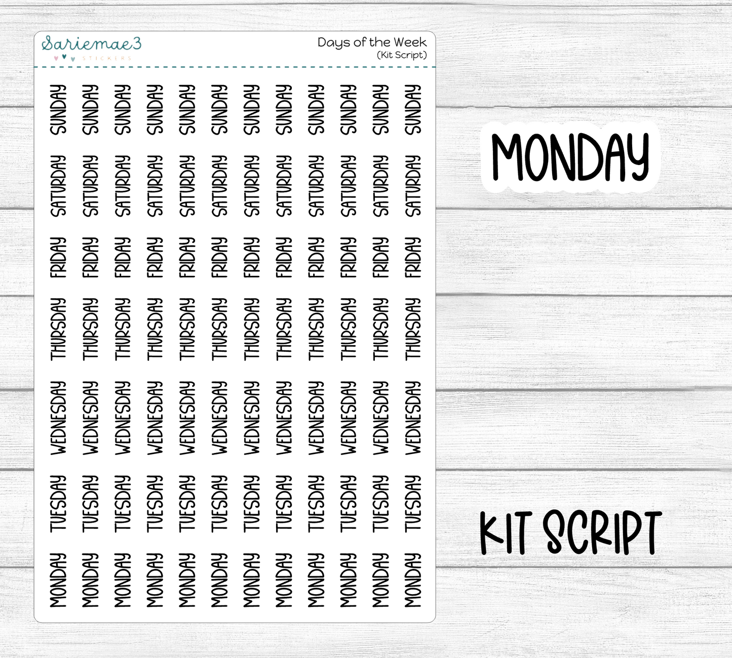 Days of the Week (Kit Font)