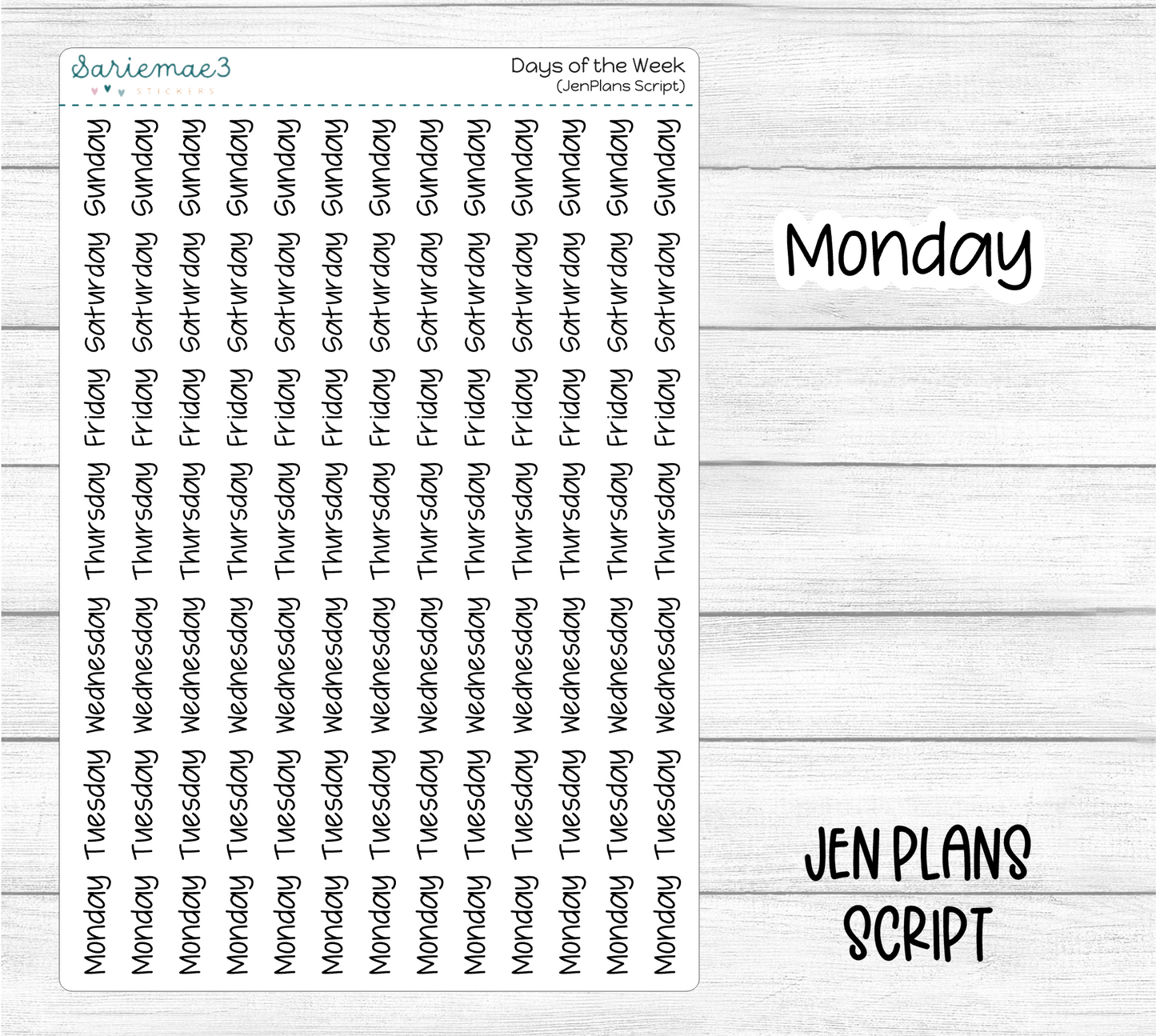 Days of the Week (JenPlans)