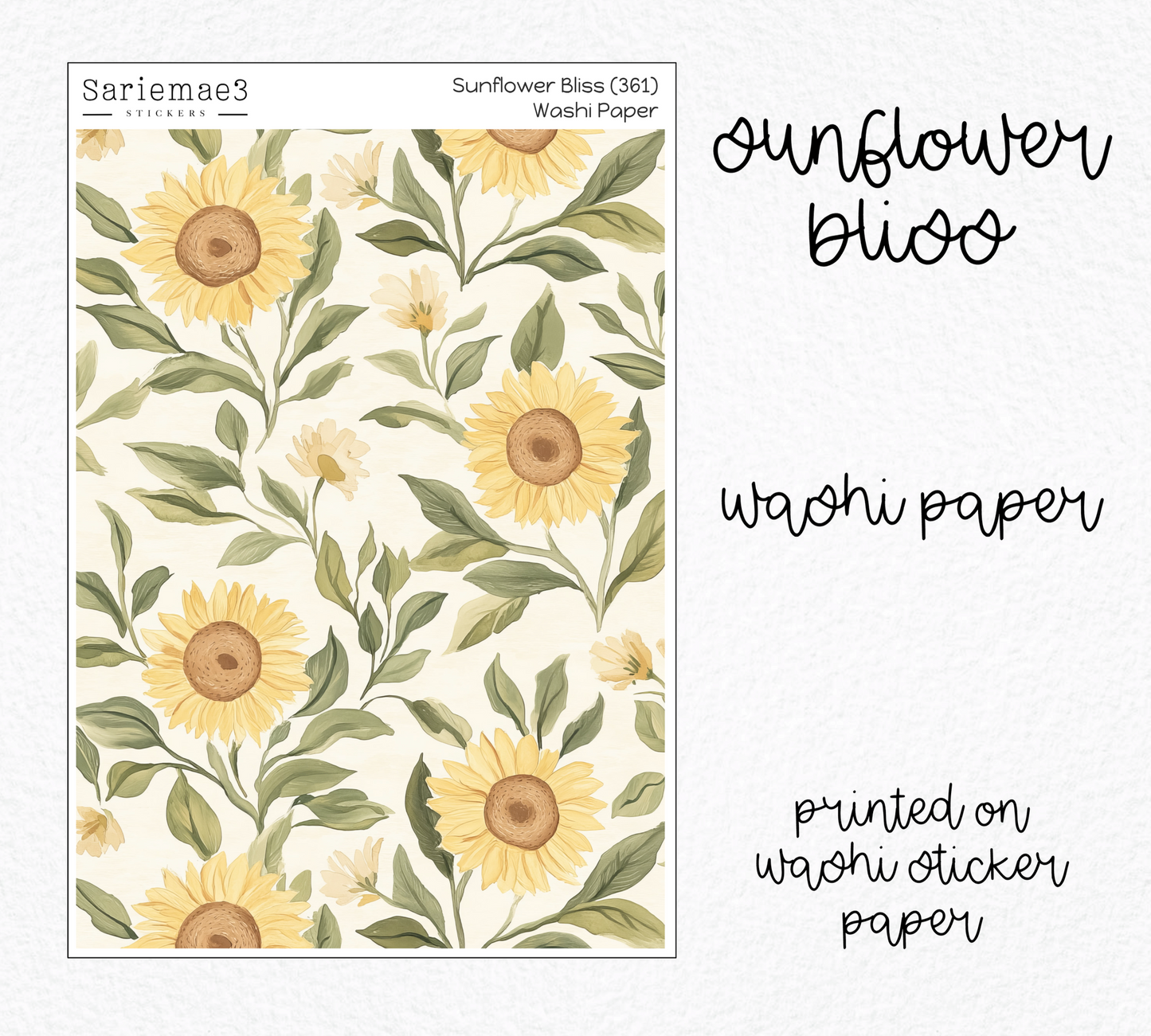 Sunflower Bliss Washi Paper (Kit 361)
