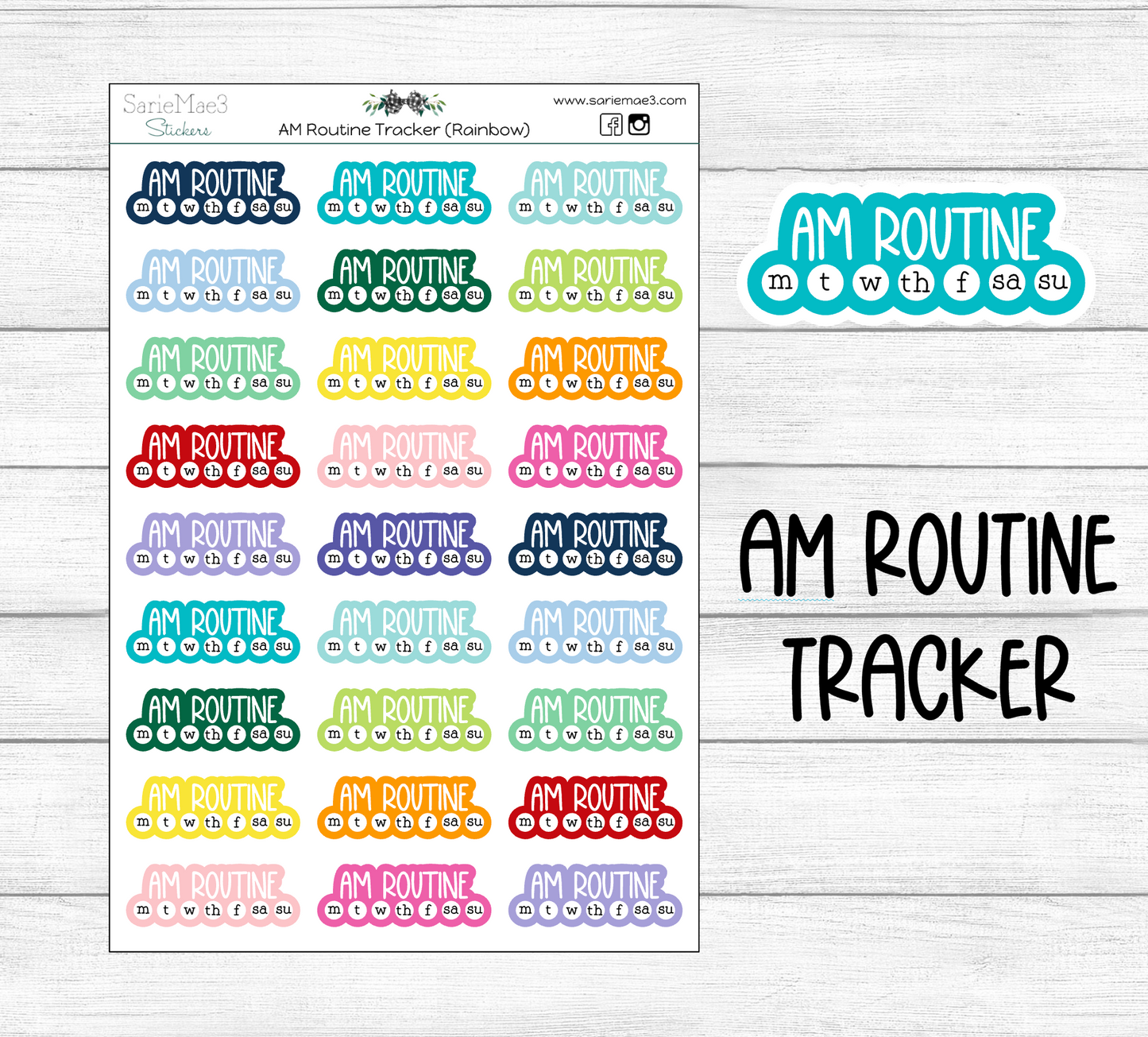 AM Routine Rainbow Habit Tracker
