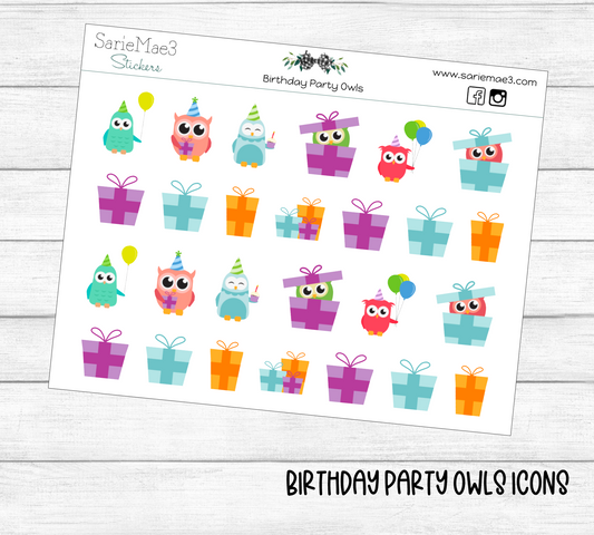 Birthday Party Owls Icons