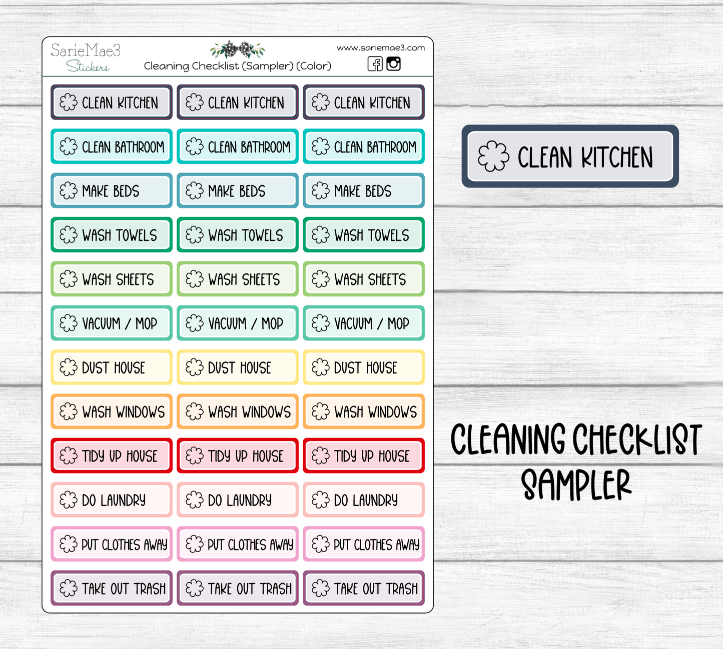 Cleaning Checklist Boxes (Color)