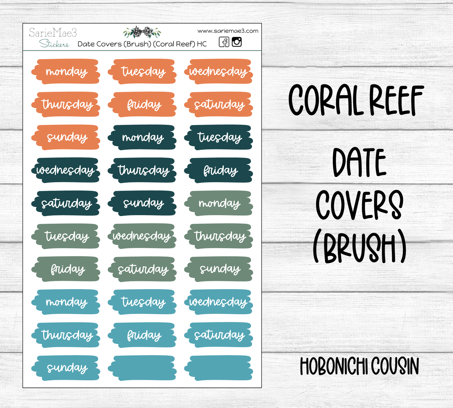 Date Covers (Brushstroke) (Coral Reef) Hobo Cousin