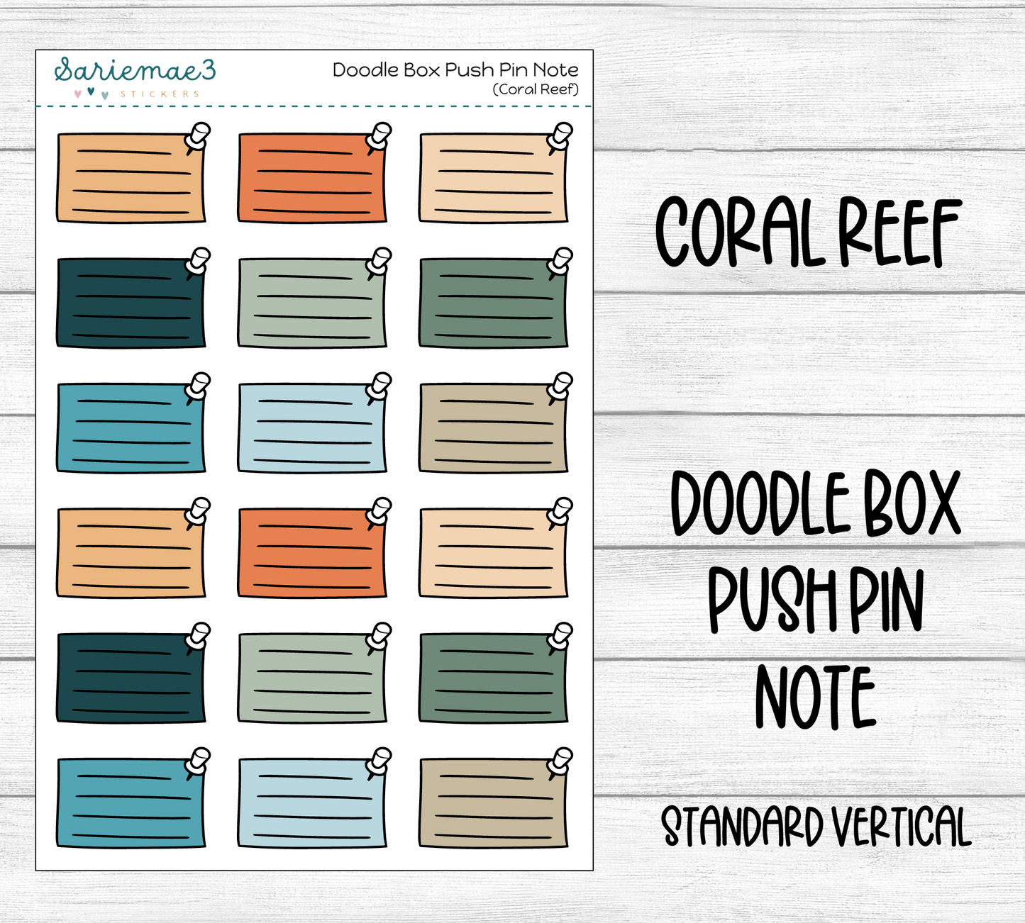 Doodle Box Push Pin Note (Coral Reef)