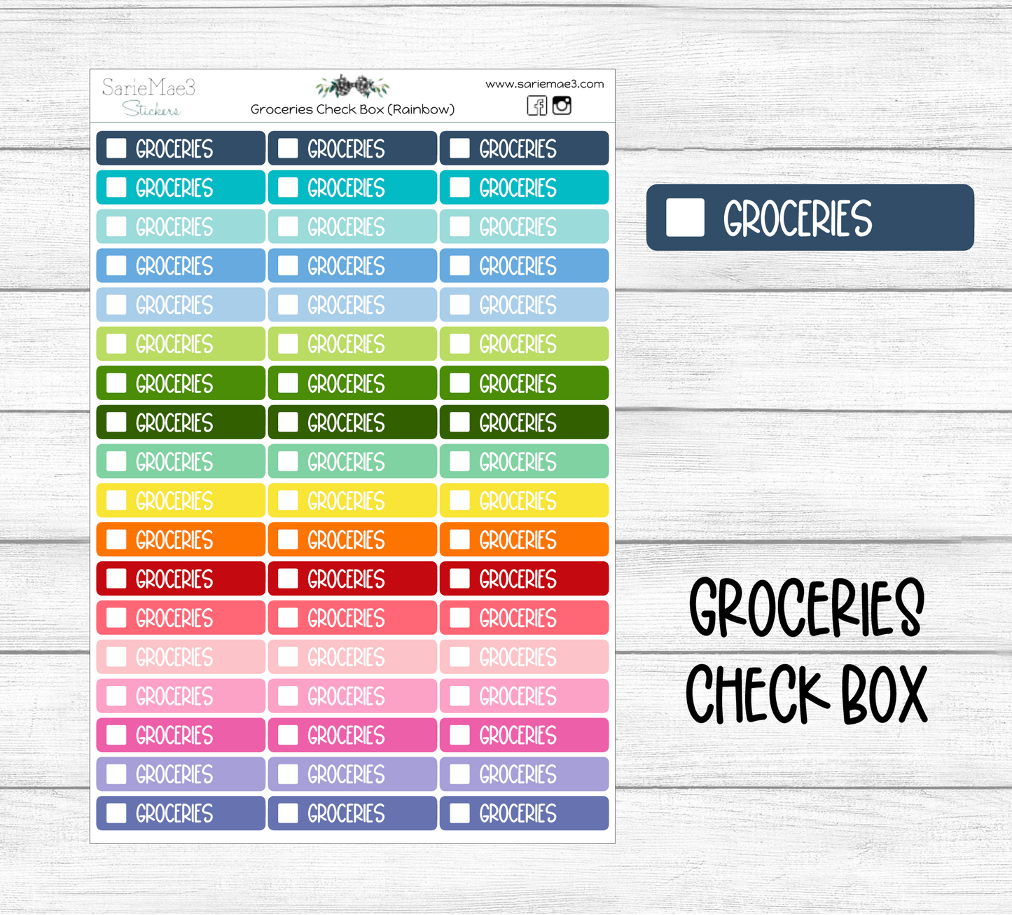 Groceries Rainbow Check Box