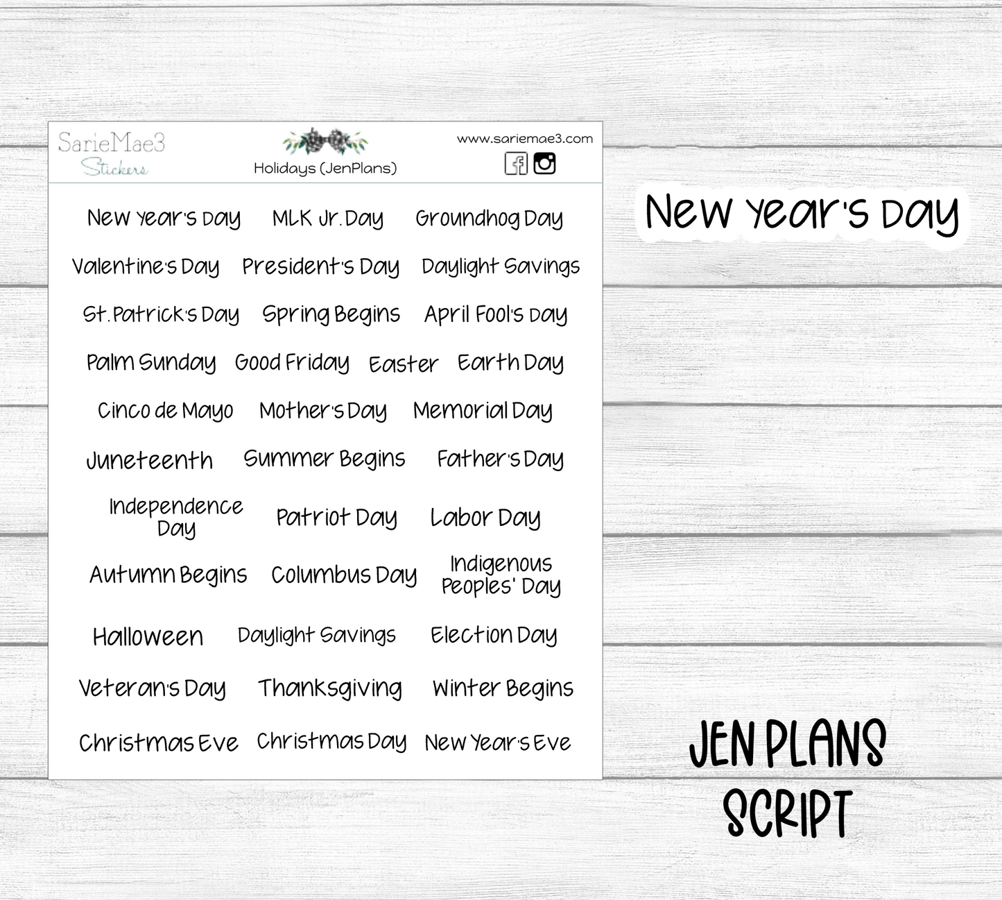 Holidays (JenPlans)