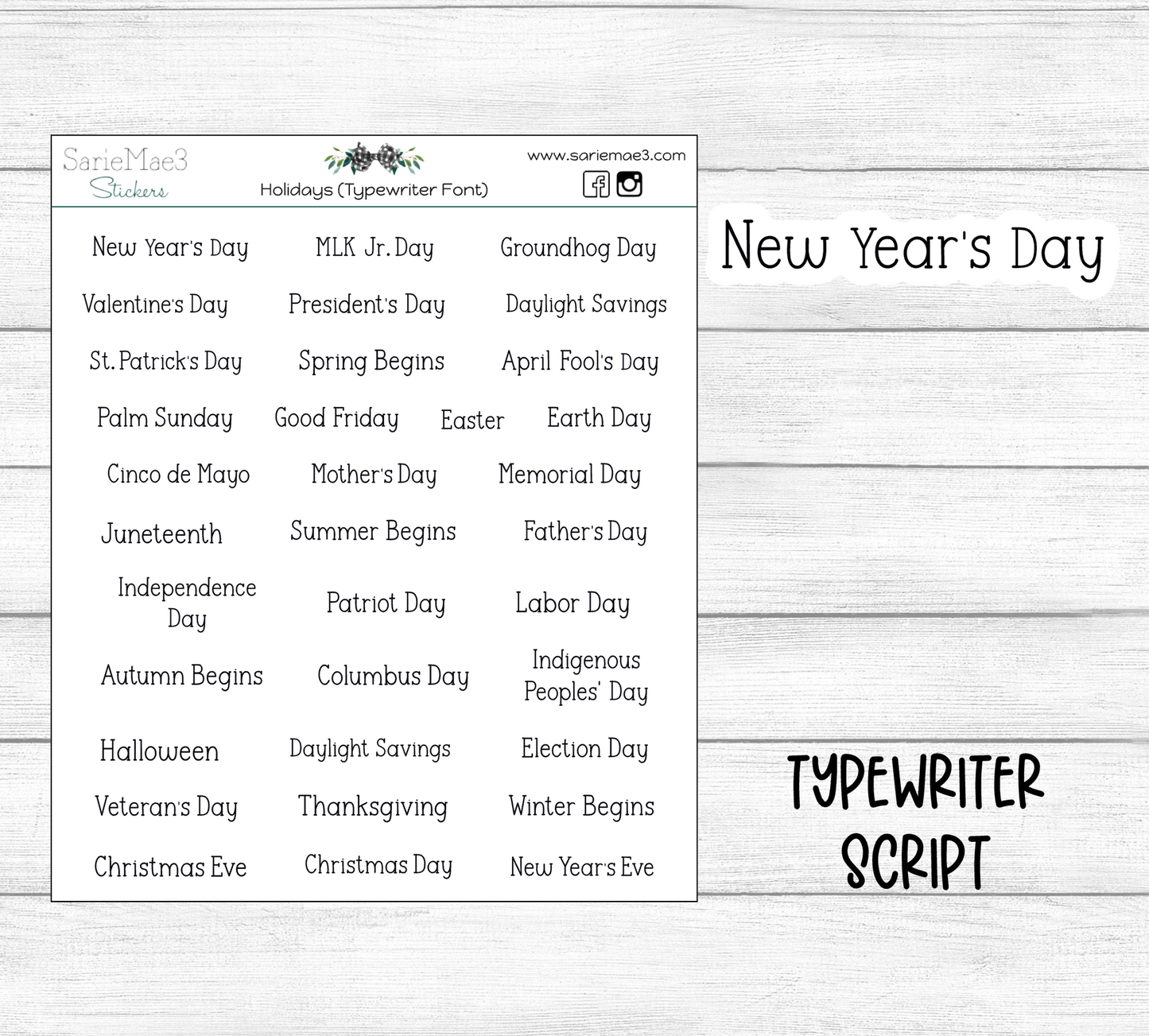 Holidays (Typewriter)