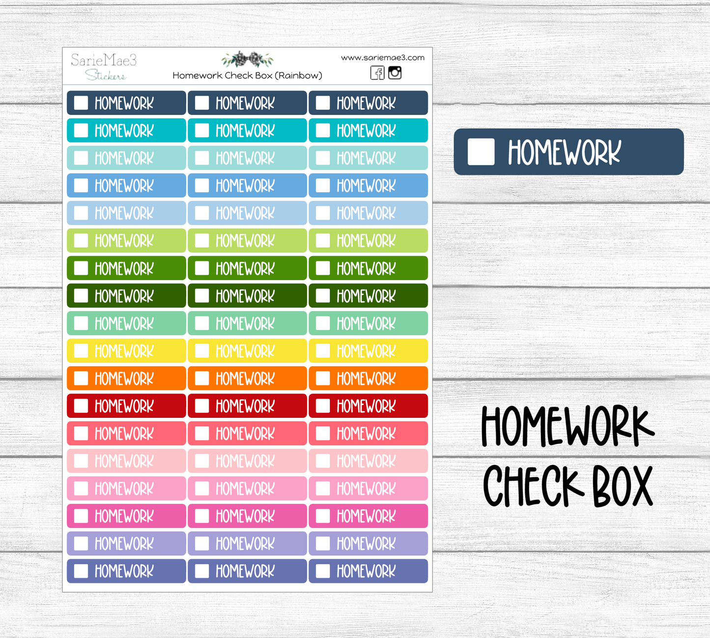 Homework Rainbow Check Box