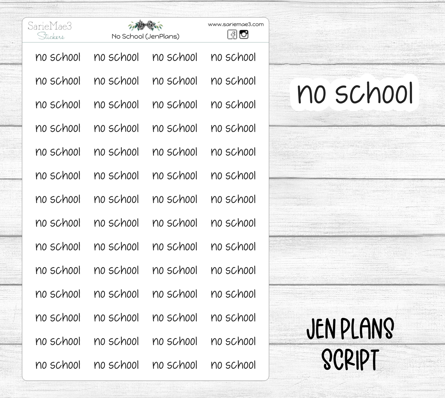 No School (JenPlans)