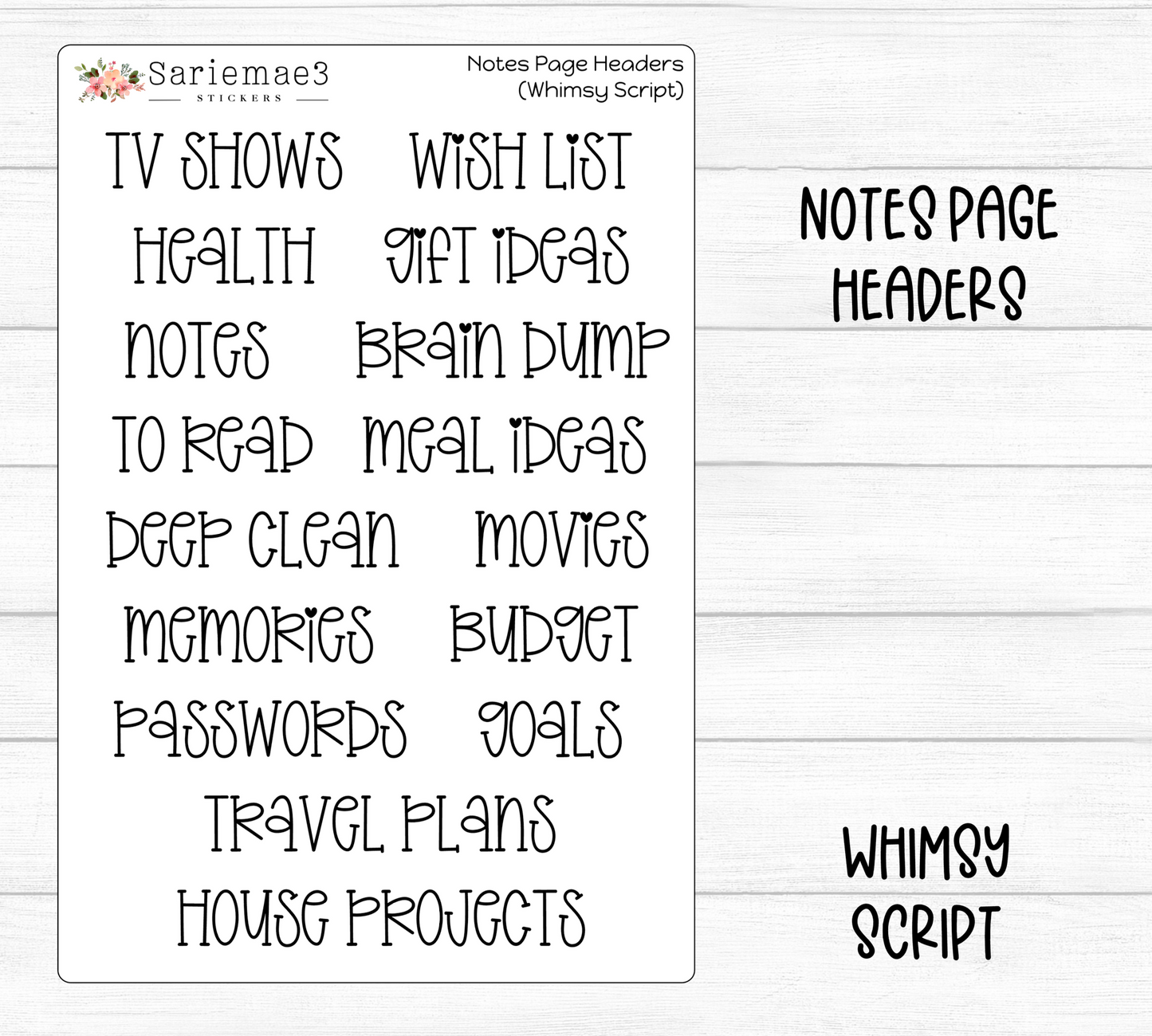 Notes Page Headers (Whimsy)