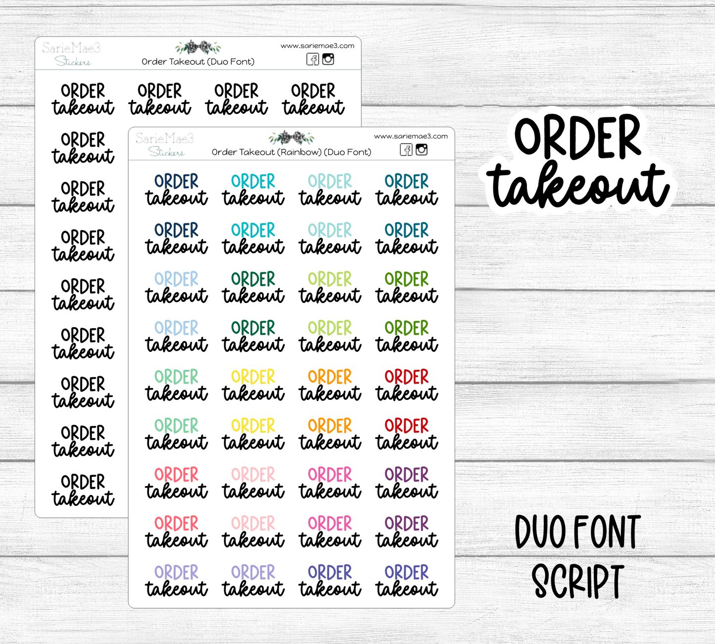 Order Takeout (Duo Font)