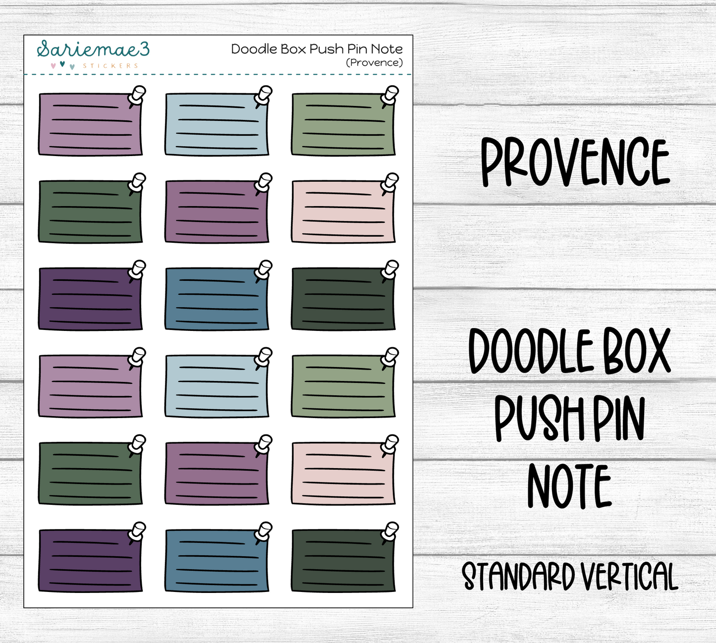 Doodle Box Push Pin Note (Provence)