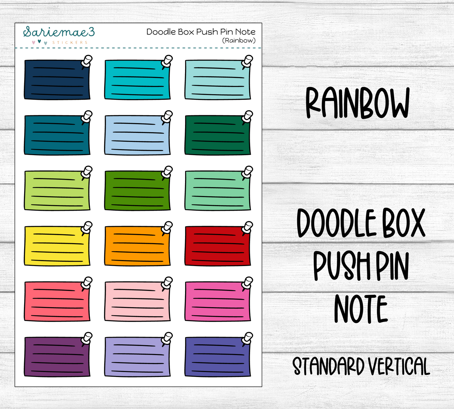 Doodle Box Push Pin Note (Rainbow)