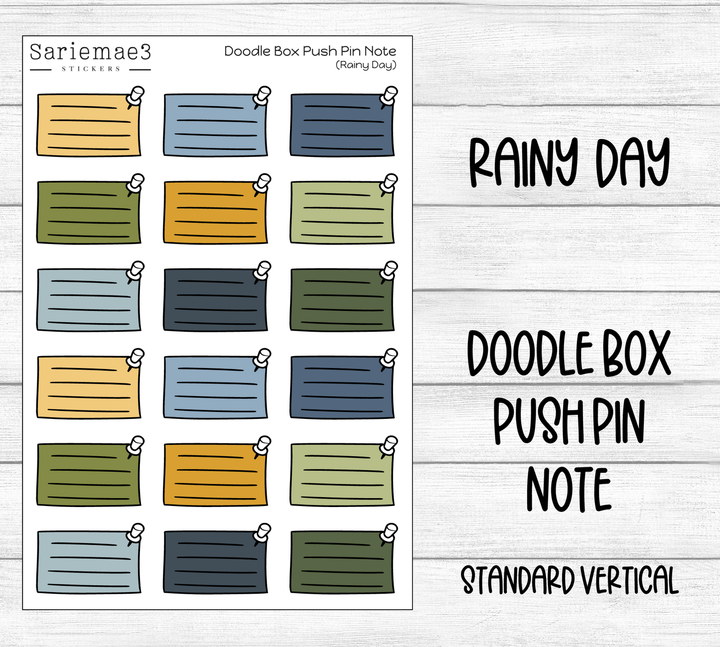 Doodle Box Push Pin Note (Rainy Day)