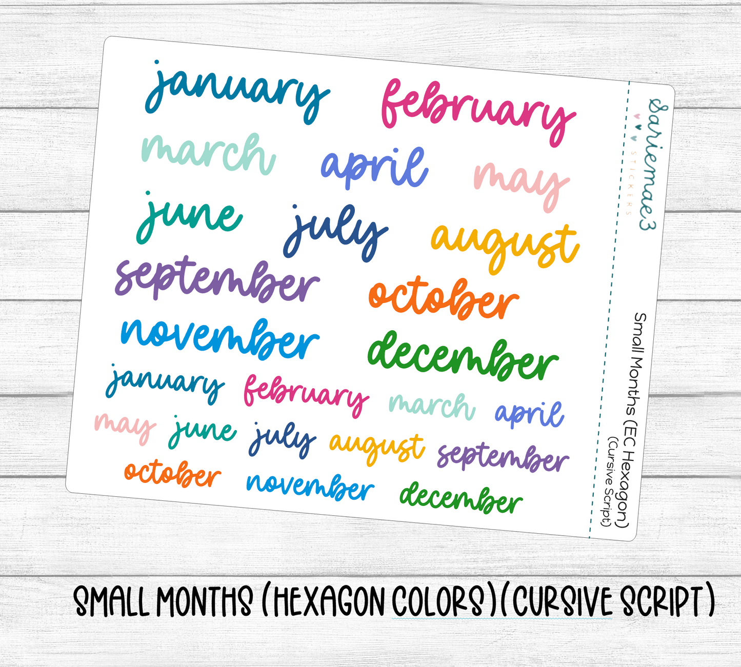Small Months (EC Hexagon) (Cursive)