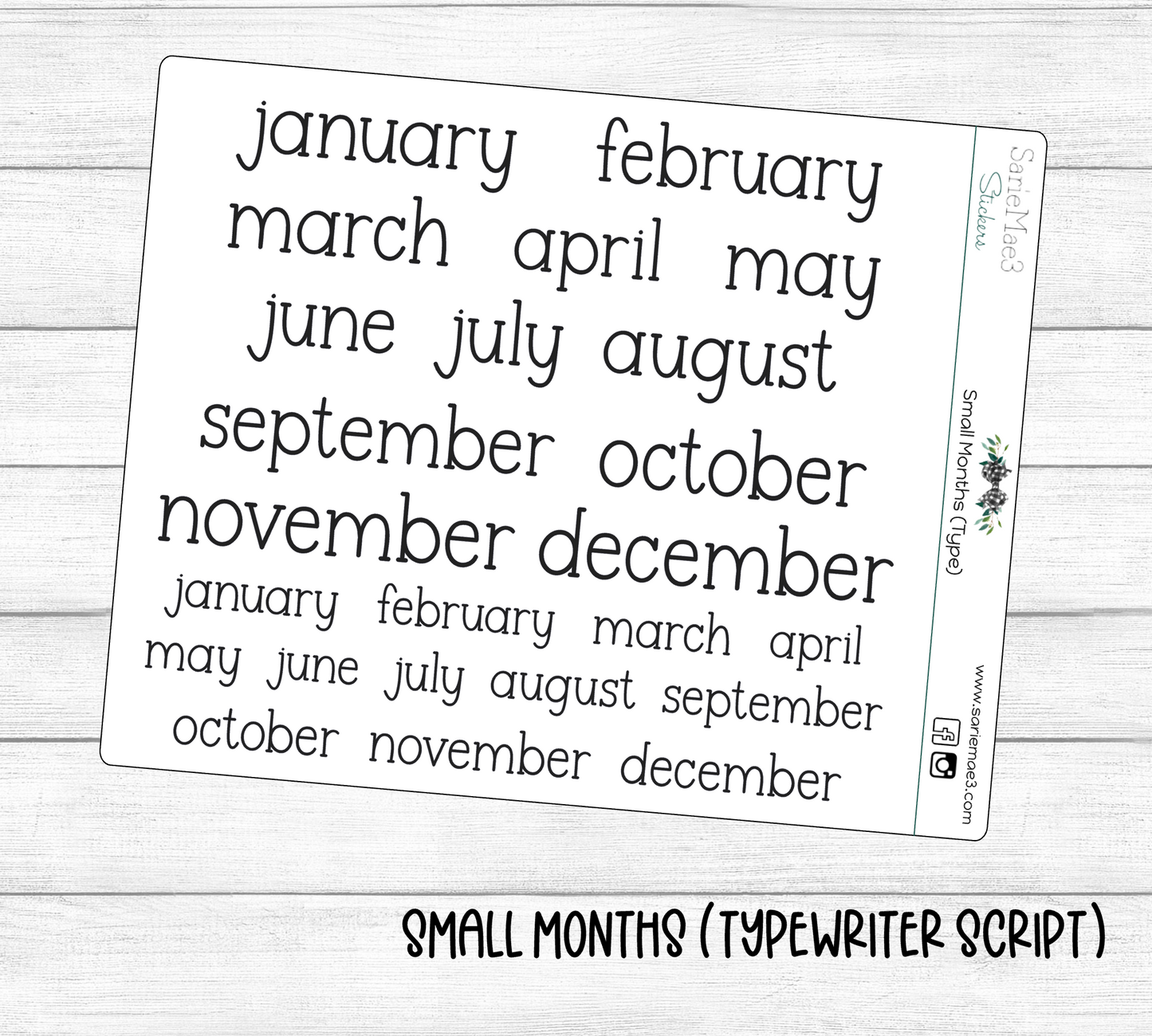 Small Months (Typewriter)
