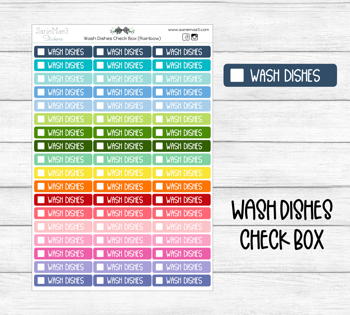 Wash Dishes Rainbow Check Box