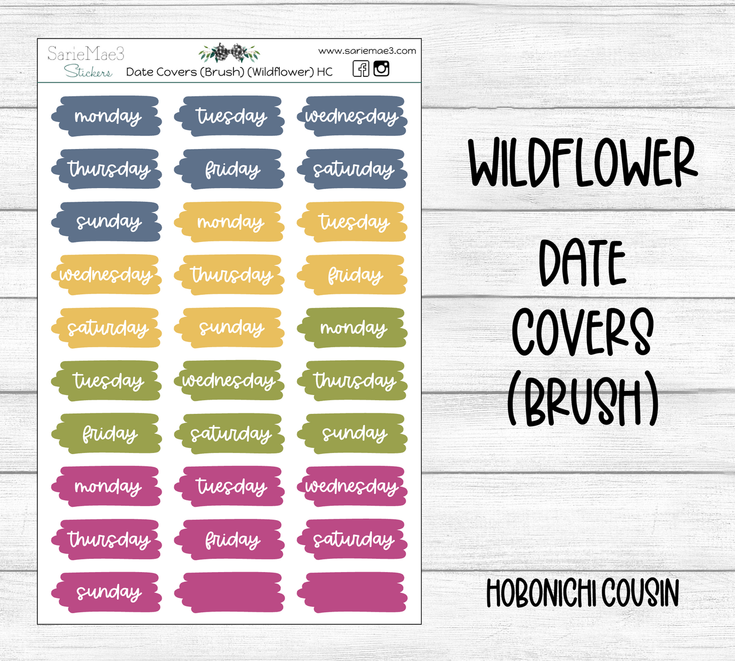 Date Covers (Brushstroke) (Wildflower) Hobo Cousin