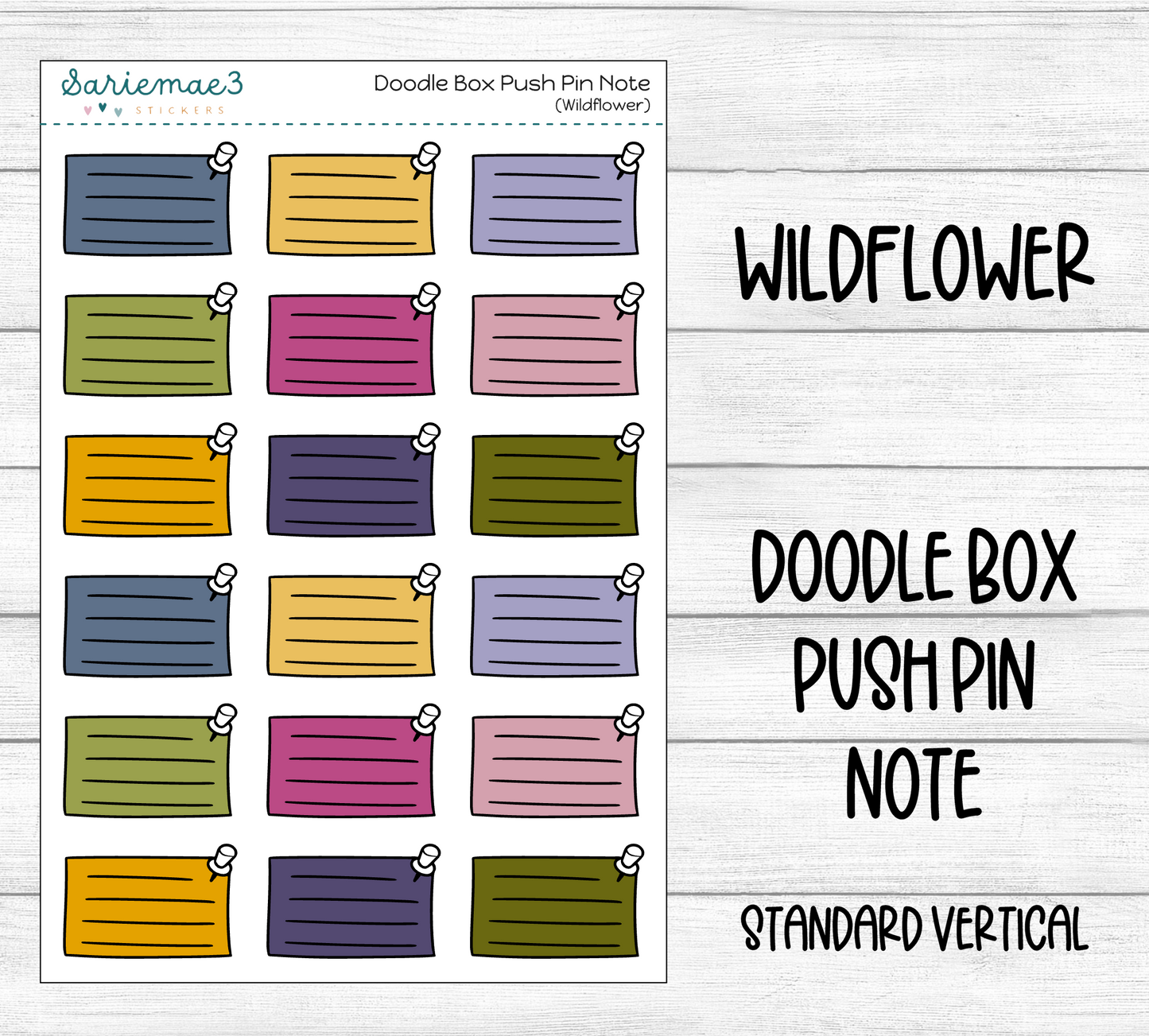 Doodle Box Push Pin Note (Wildflower)