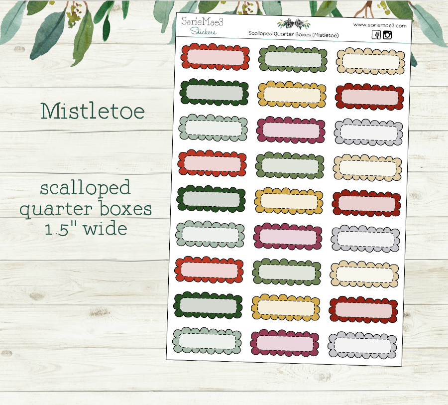 Scalloped Quarter Boxes (Mistletoe)