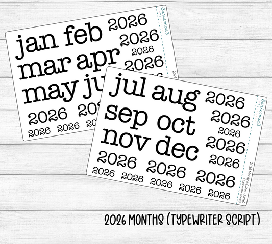 2026 Months (Typewriter)