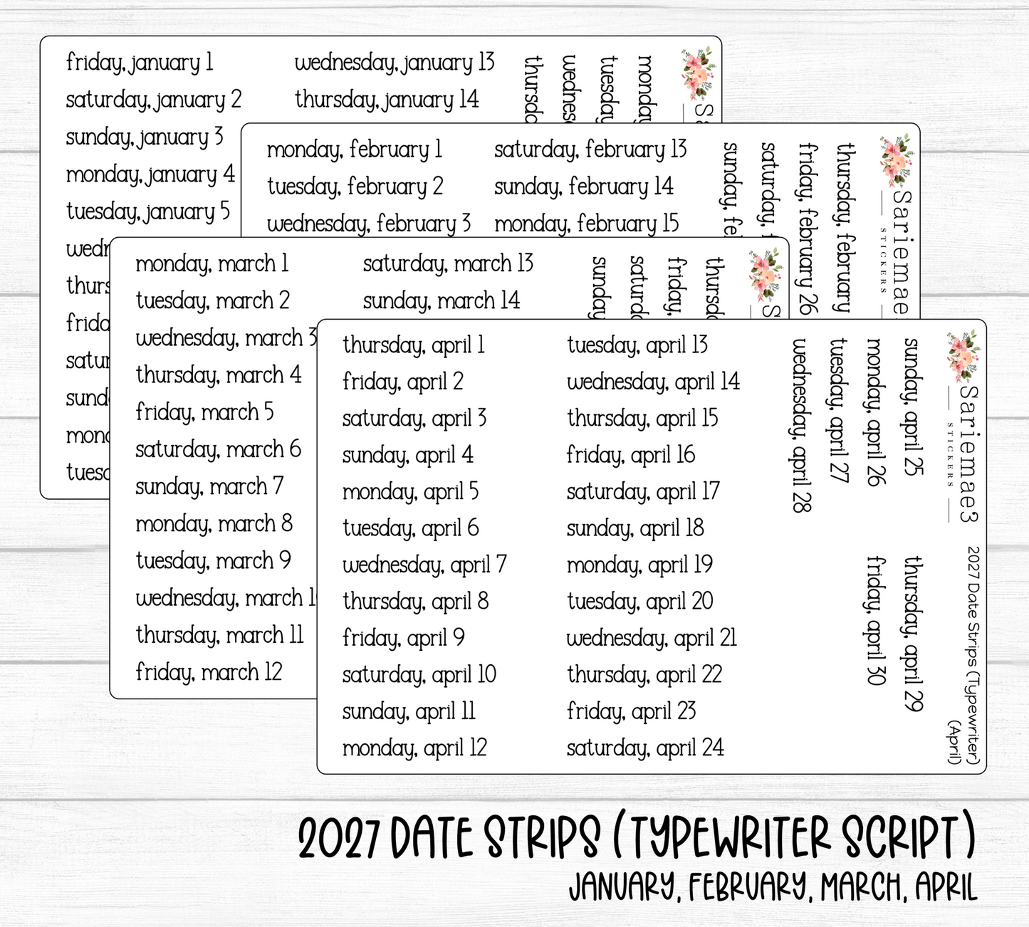 2027 Date Strips (Typewriter Script)