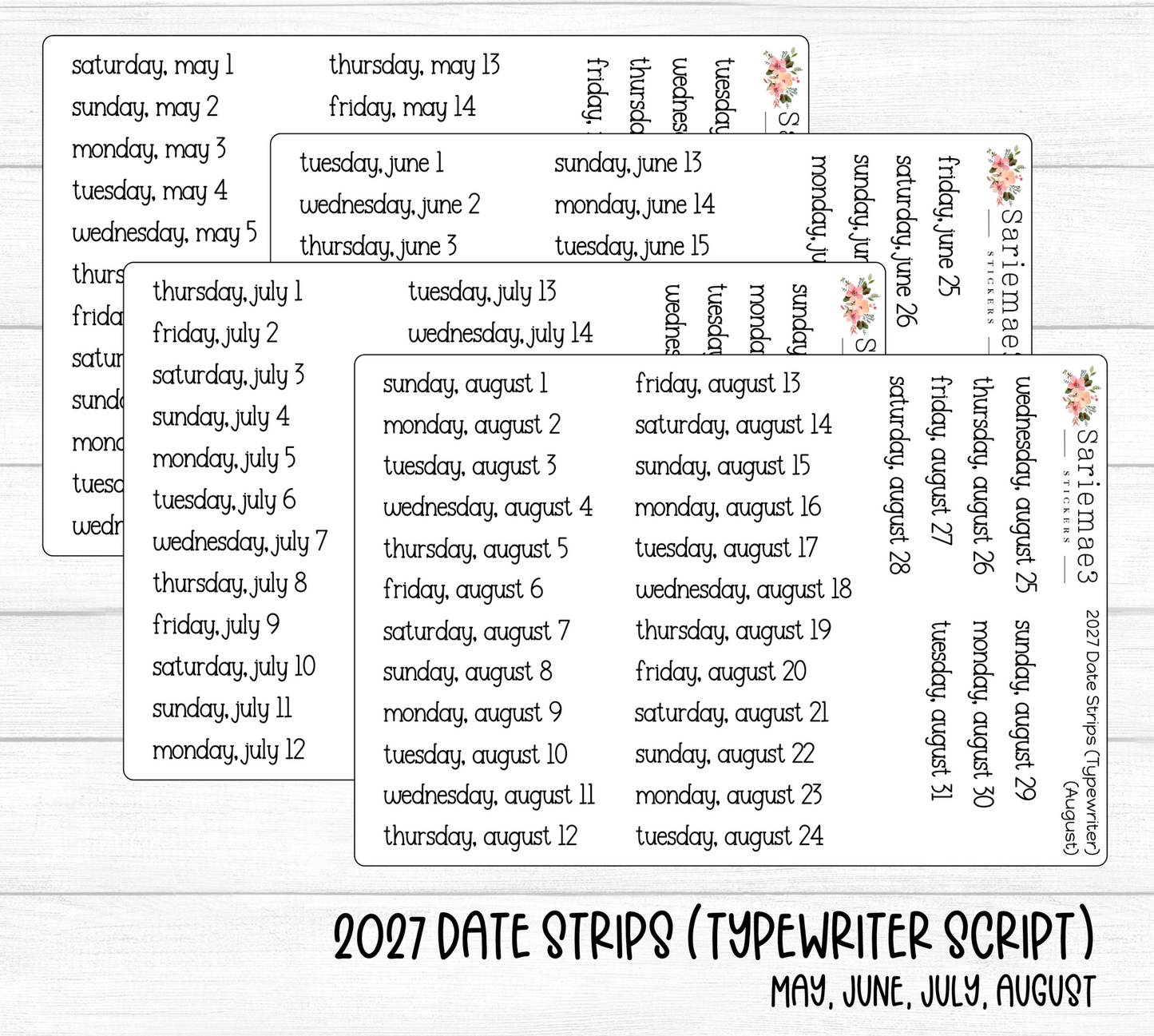 2027 Date Strips (Typewriter Script)