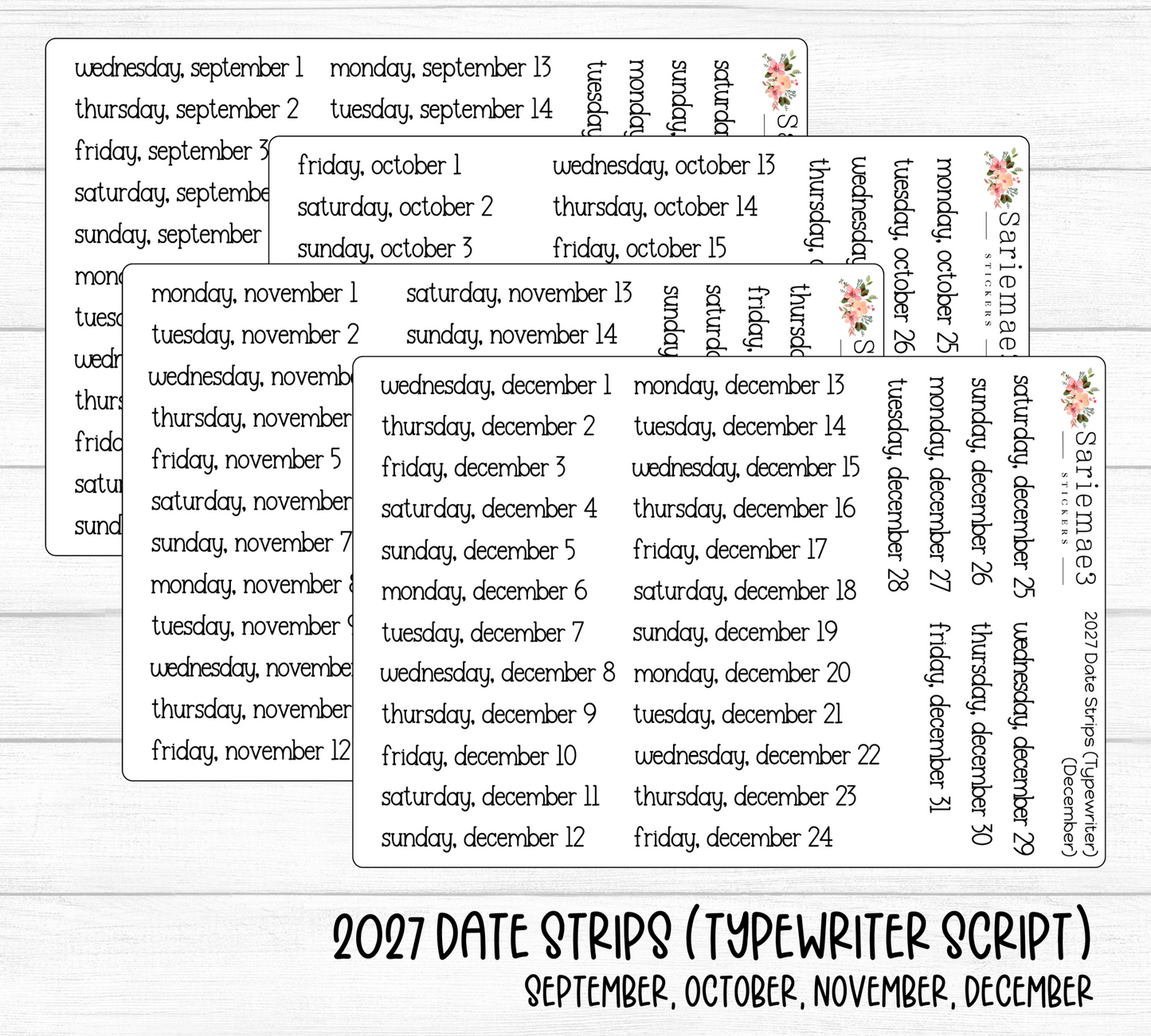2027 Date Strips (Typewriter Script)