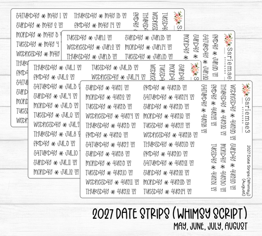 2027 Date Strips (Whimsy Script)