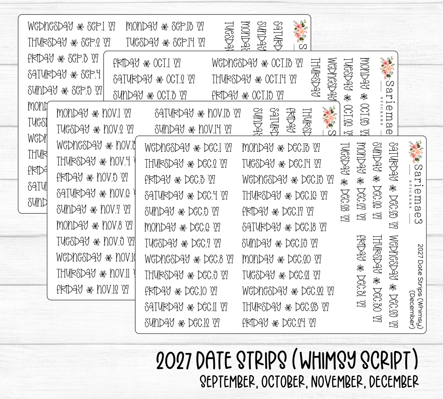 2027 Date Strips (Whimsy Script)