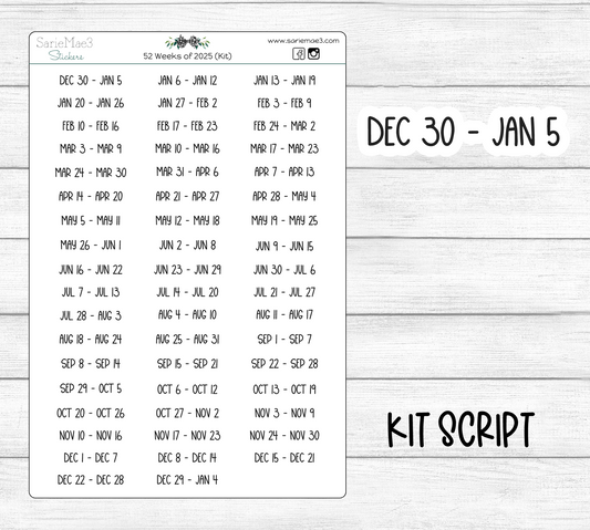 52 Weeks of 2025 (Kit Font)