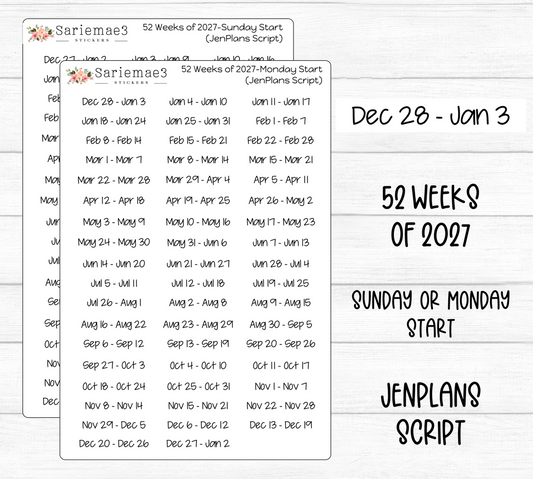 52 Weeks of 2027 (JenPlans)